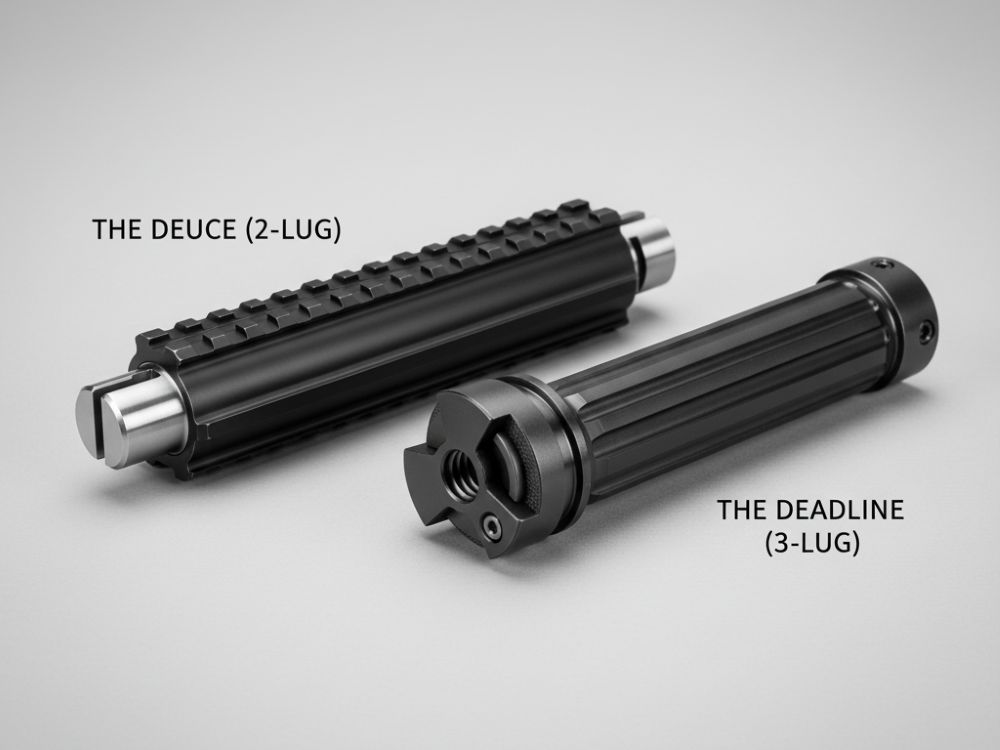 Comparing the Deuce and Deadline rifle actions Side-by-side comparison of the Ultimatum Precision Deuce 2-lug and Deadline 3-lug rifle actions.